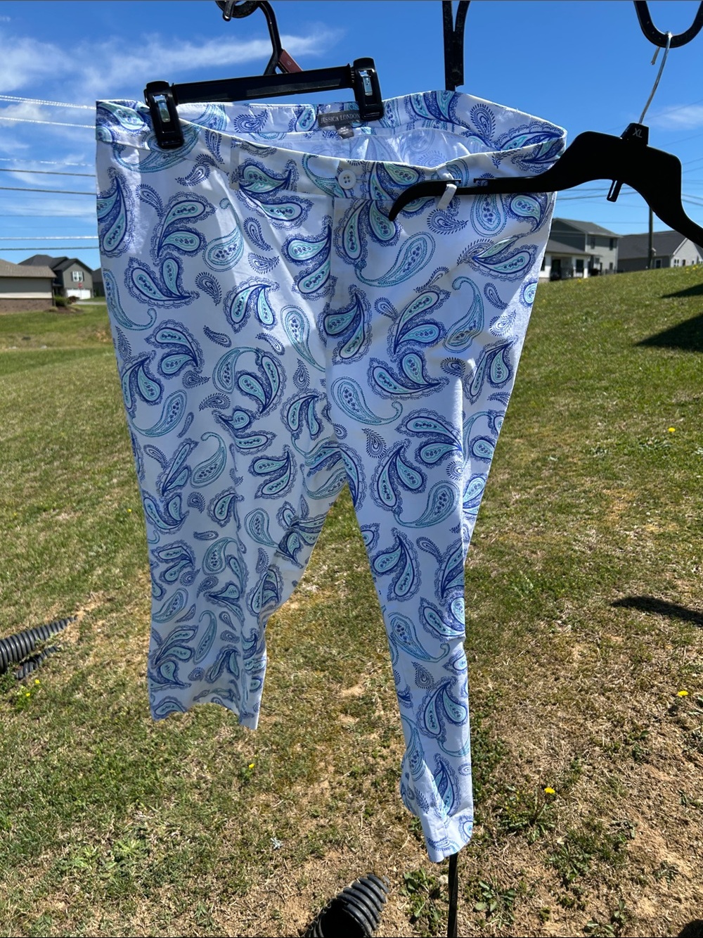 Jessica London Capris  with Blue and Teal Paisley Print